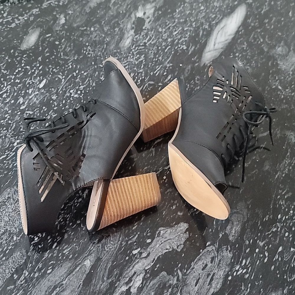 Restricted Open-Toe Lace Up Block Heel Ankle Boot… - image 5